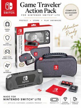 Nintendo Switch Lite Game Traveler Action Pack Case Accessory Kit NIB